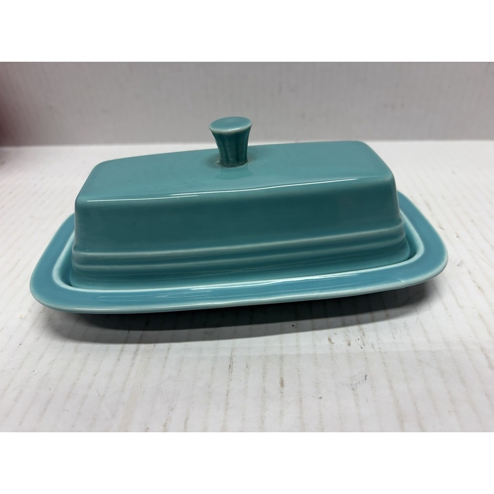 Fiesta Covered Butter Dish Durable Ceramic, Lead-Free, Turquoise EUC